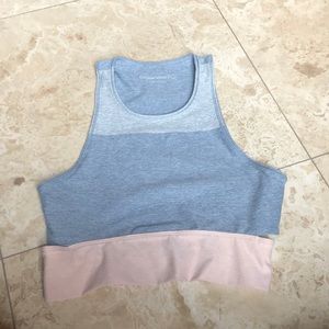 Outdoor Voices Tri Tone Slashback Crop Top Bra